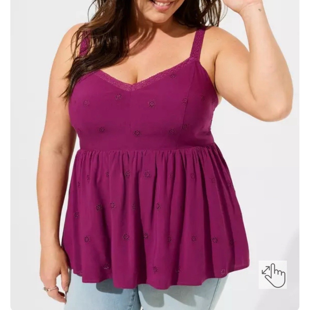Torrid Eyelet Peplum Cami Plum Purple Women's Size 2